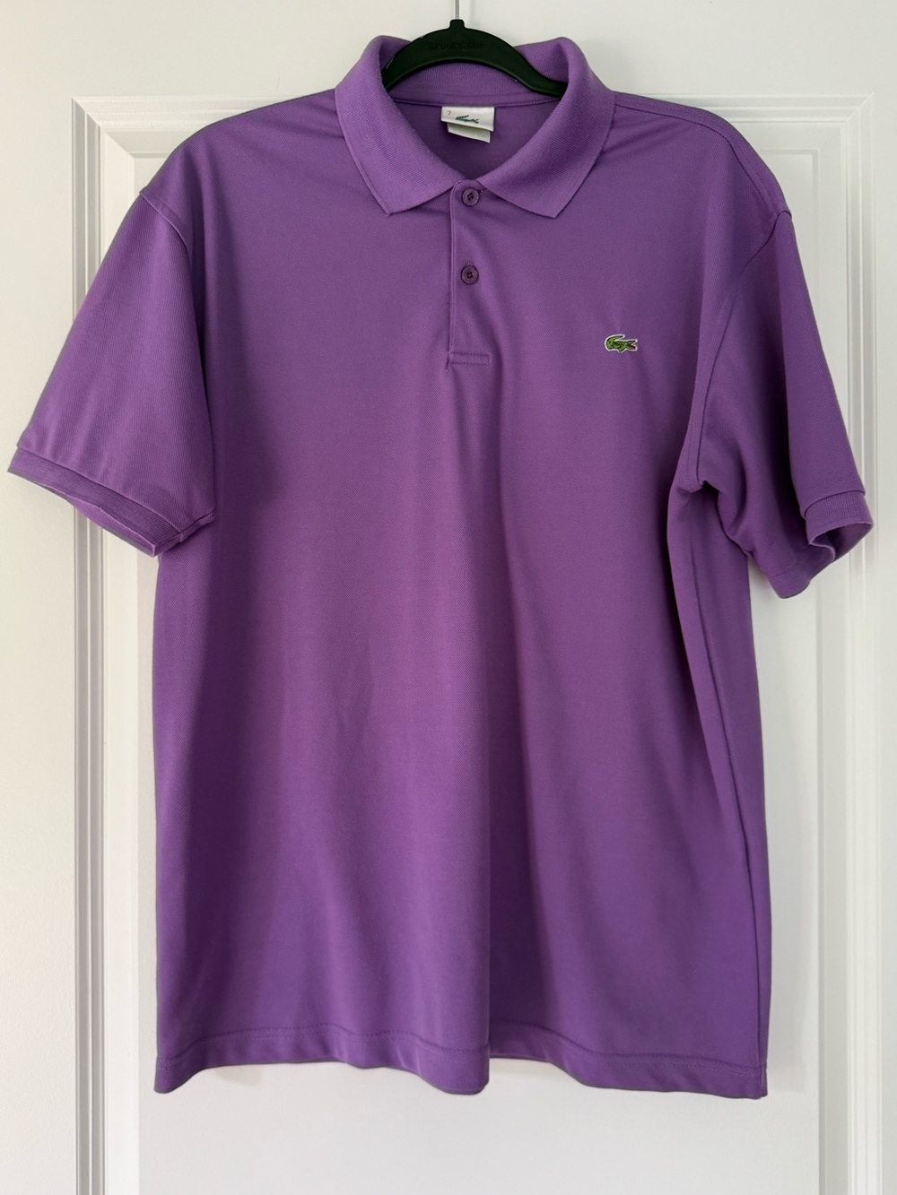 Lacoste Lavender Pique Polo Shirt with Green Crocodile